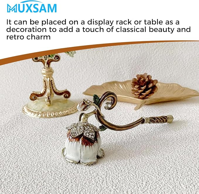 MUXSAM Vintage Candle Snuffer, Candle Extinguisher with Long Handle, Metal Wick Flame Snuffer for Putting Out Candle Flame Safely, Floral Candle Snuffers Accessory for Candle Lovers, Brown