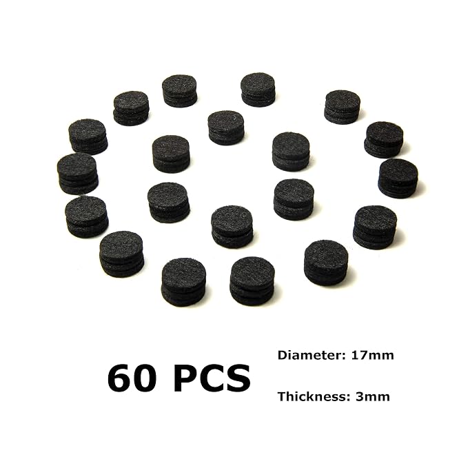 Wild Essentials Premium Quality 60pcs - 17mm Diameter, 3mm Thick Essential Oil Aromatherapy Necklace and Bracelet Diffuser Refill Pads (Jet Black color only)
