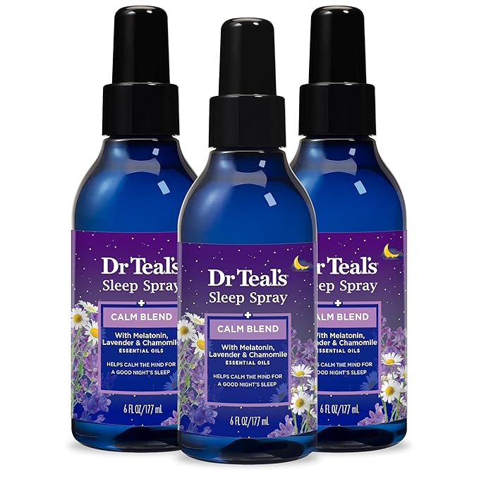 Dr Teal's Sleep Spray with Melatonin & Essential Oil Blend (Pack of 3) & Epsom Salt Soaking Solution Soothe & Sleep Lavender 3lbs