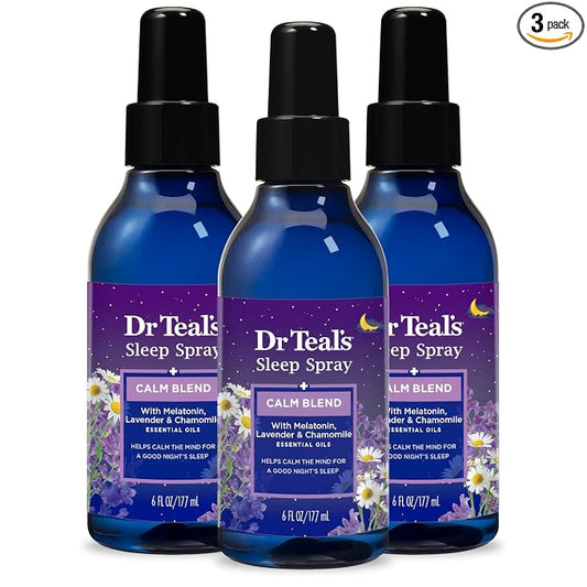 Dr Teal's Calm Blend Spray with Melatonin, Lavender & Chamomile Essential Oils, 6 fl oz (Pack of 3)