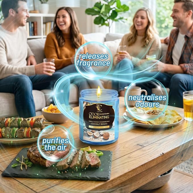 Coconut Odor Eliminating Candles, Pet Scented Candles for Home, Single Wick Soy Candle Gifts for Women, Men, Ideal for Creating Relaxing Atmosphere, Over 50 Hours of Burn Time