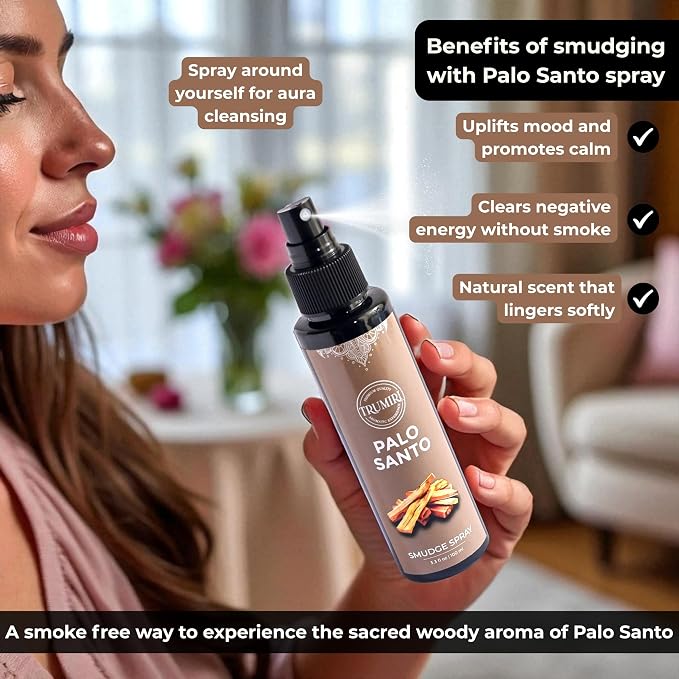 Palo Santo Spray For Negative Energy Cleansing Of Home - Non Toxic Natural Room Spray Made With Palo Santo Essential Oil - Safe Body Mist For Smudge Kit