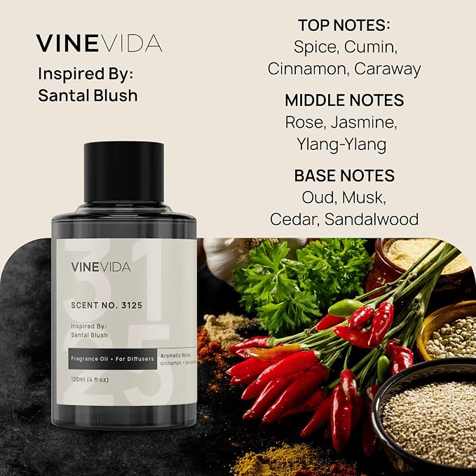 VINEVIDA [4 Oz] Inspired by: Santal Blush; Diffuser Oil Refill | Premium Scent Diffuser Oil for Home | Non-Toxic Fragrance
