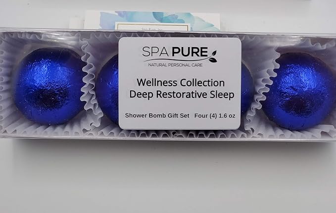 Spa Pure DEEP Restorative Sleep Aromatherapy Shower Steamers Bombs - Shower Bombs with Essential Oils – Unisex Bath Melts - Self Care and Relaxation Shower Steamer - Enjoy Spa at Home - (4 Count)