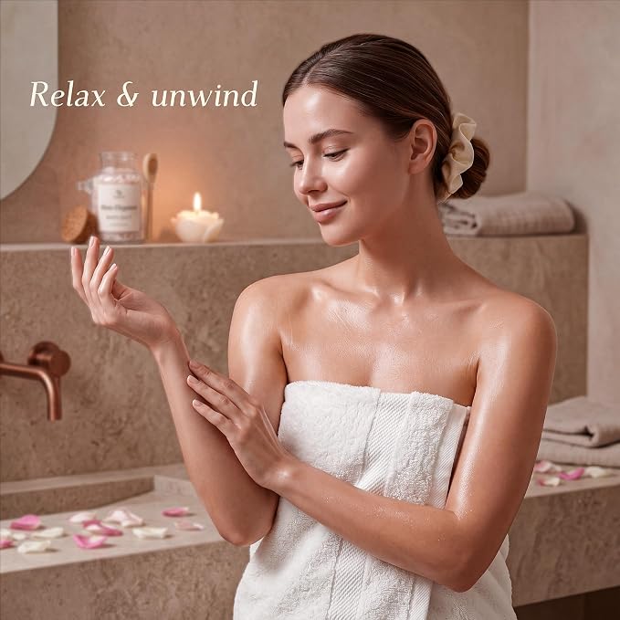 Luxury Rose Spa Gift Set for Women, Home Spa Kit with Candle, Bath Salt and Body Scrub, Self Care Kit is Elegant Gift for Mom, Wife or Girlfriend
