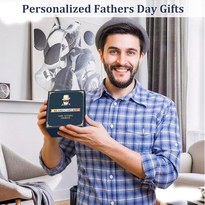 Beard Kit w/Beard Oil, Beard Balm, Beard Comb, Men's Daily Grooming & Care, Moisturize & Soften Facial Hair, Christmas & Birthday Gifts for Men Husband Boyfriend Dad, Stocking Stuffers for Adult Men