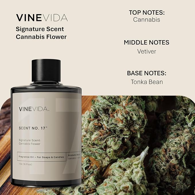 VINEVIDA [16oz] Cannabis Flower Fragrance Oil for Candle Making and Soap Making - Premium Candle Scents for Soy Candles