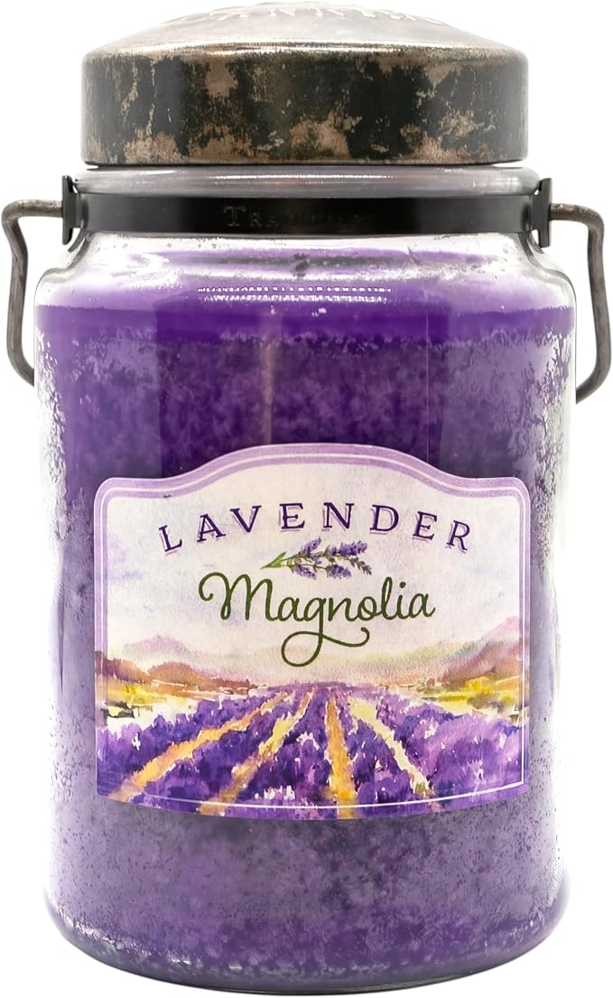 McCall’s Candles | Lavender Magnolia | 26 oz Scented Candle | USA-Poured | Vintage Rustic Jar with Carrying Handle | Calming Floral & Herbal Fragrance