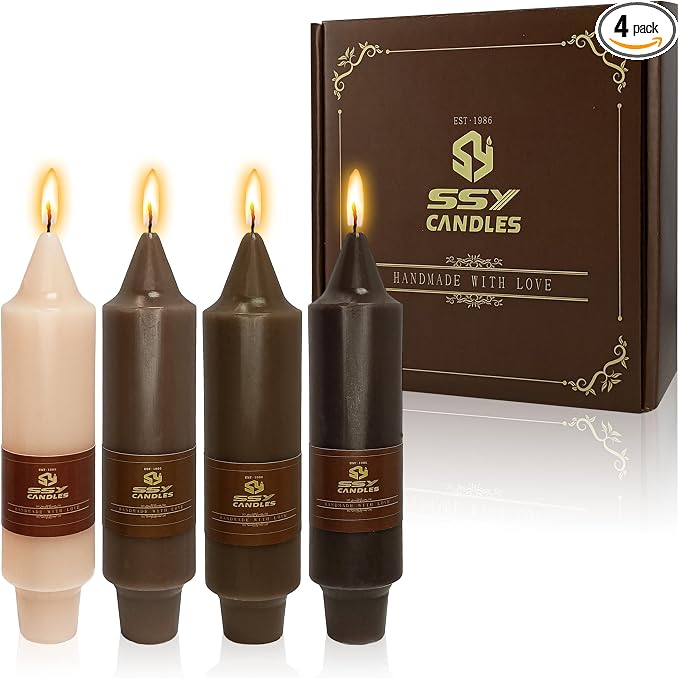 5 inch Cute Taper Candles Stick Unscented Tapered Candles 4 Pack Gradient Coffee Candlesticks for Wedding Party Home Décor