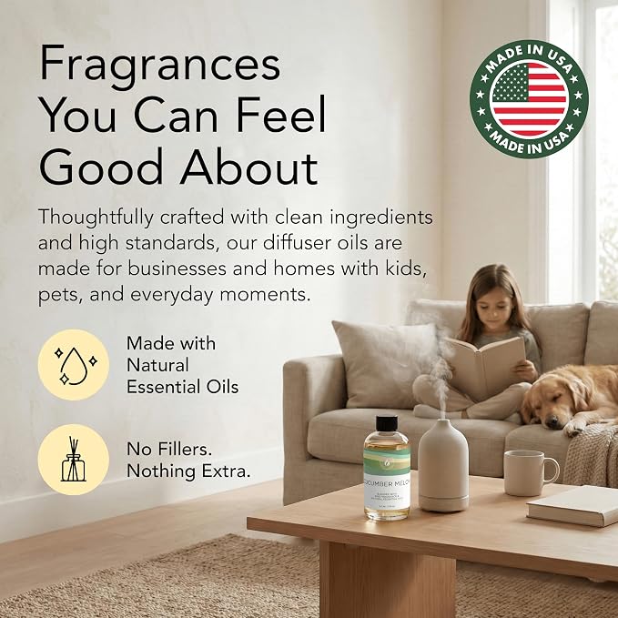 Aroma Country Cucumber Melon Diffuser Oil - Luxury Hotel Cucumber Melon Fragrance Oil for Diffuser Refill, Fresh Fruit Home Aroma Diffusers - Premium Aromatherapy Oils & Home Scent (4 Fl Oz)