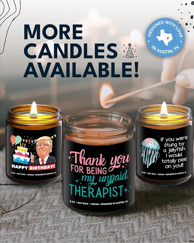 Funny Candle for Best Friend, Thank You for Being My Unpaid Therapist Candle, Unique Best Friend Candles for Women, Funny Friendship Gifts, Gifts for Bestfriends, Birthday, Christmas, Gift-Ready
