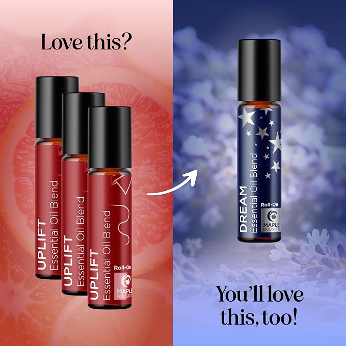 Uplift Essential Oil Roll On - Aromatherapy Essential Oil Roller with Lavender and Citrus Calming Essential Oils - Happy and Relaxing Essential Oil Blend with Orange Lemon & Grapefruit (3 Pack)