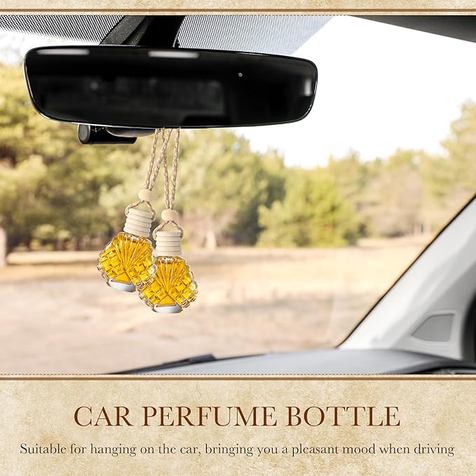 BBTO 50 Pcs Hanging Car Air Freshener Car Diffuser Bottles Empty Glass Perfume Bottle Freshener Diffuser Bottle Pendant for Essential Oil Fragrance Aromatherapy Ornament(Shell)