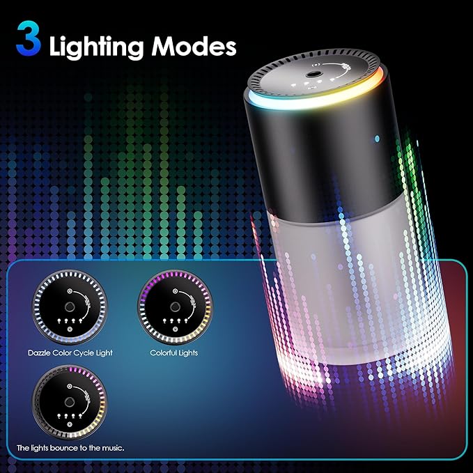 Klomsuw Car Air Freshener,Smart Car Air Freshener,car Diffuser with 150 ML (5oz) Capacity Multi-fragrance,RGB Music Syncing Light, Auto On/Off (Angels)
