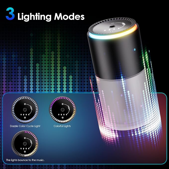 Klomsuw Car Air Freshener, Smart Car Air Freshener,car Diffuser with 150 ML (5oz) Capacity Multi-fragrance,RGB Music Syncing Light, Auto On/Off (Cologne)