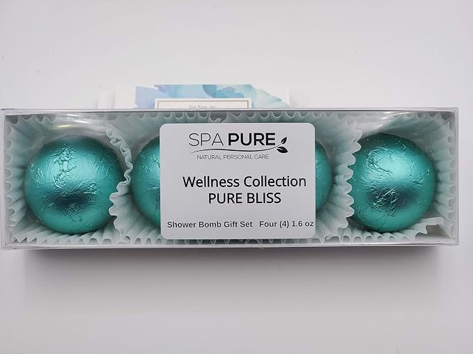 Spa Pure Pure Bliss Aromatherapy Shower Steamers Bombs - Shower Bombs with Essential Oils – Unisex Bath Melts - Self Care and Relaxation Shower Steamer - Enjoy Spa at Home - (4 Count)