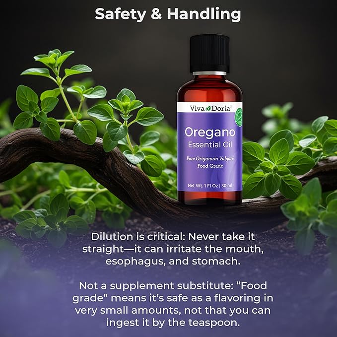 Viva Doria Oregano Essential Oil, 100% Pure, Natural Oregano Essential Oil, Undiluted, for Aromatherapy | Food Grade, 30 mL (1 Fluid Ounce)
