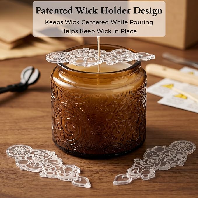 10 oz Mocha Sun Moon Stars Candle Jars with Metal Lids, 9 Pack | Patented Embossed Design, Includes Wick Centering Devices & Warning Labels, Multiple Color Options