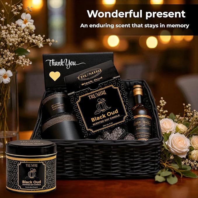 Black Oud Candle Highly Scented Soy Candel Clean Non Toxic Velas Aromáticas Gift for Men Pack of 1 5Oz Decorartive Travel Tin