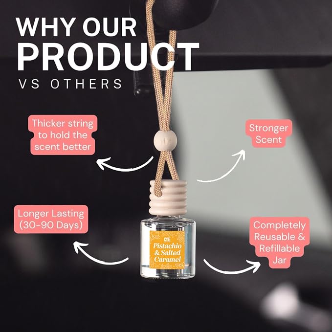 C&E Craft Co Hanging Car Air Freshener Diffuser 2 Pack, Long Lasting Fragrance Oil Car Freshener, Glass Bottle Auto Air Freshener, Made in USA (Morning Coffee)