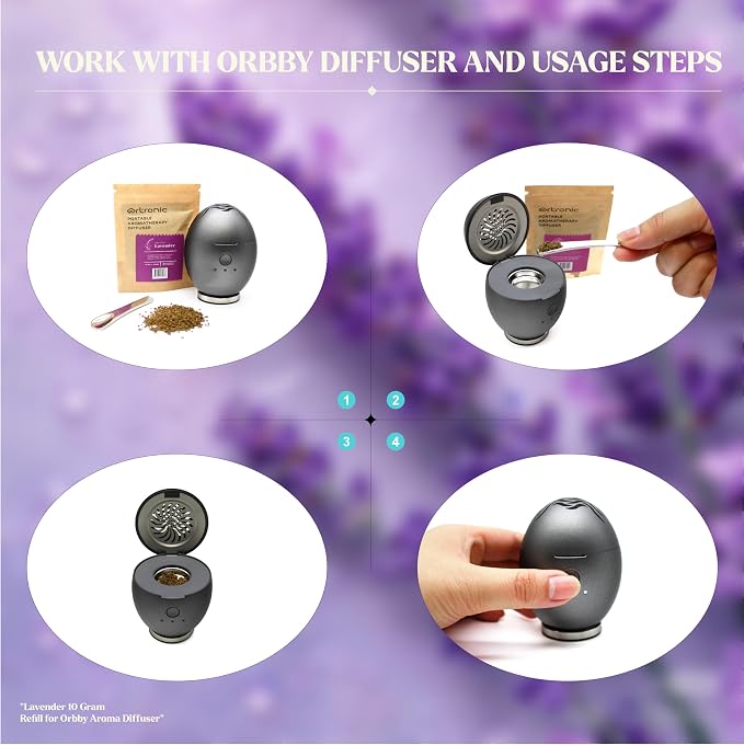 Aroma Diffuser-Compatible Scent Granule Starter Kit: Lavender,10g, Refills for Orbby Incense Burner