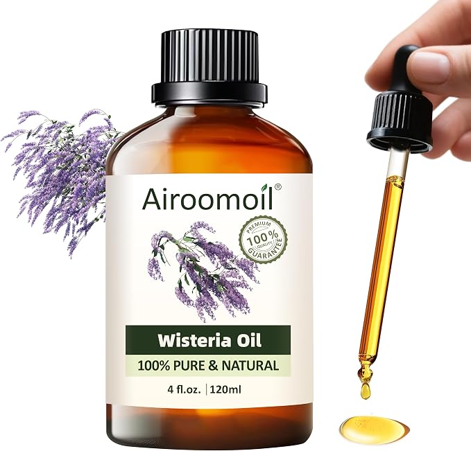 Wisteria Essential Oil 4 fl oz, 100% Pure Floral Oil for Diffusers and Home Use, Light Sweet Green Floral Aroma for Candle and Soap Making, DIY Projects, Massage Dilution, Natural Scent