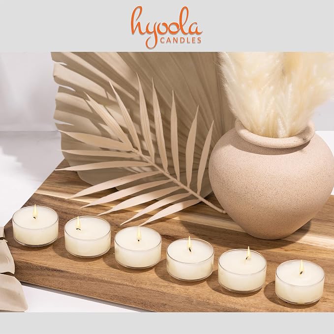 HYOOLA Scented Tealight Candles - Clear Cup - Vanilla Tealight Candles Scented - 6 Hour Burn Time - 15 Pack - European Made