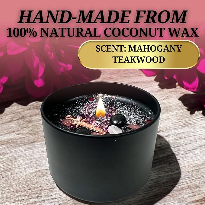 Protection Candle – Spiritual Cleansing & Energy Shield | Hand-Poured Soy Wax Ritual Candle with Crystals & Herbs | Intention Candle for Banishing Negativity, Healing & Safe Space (8 oz)