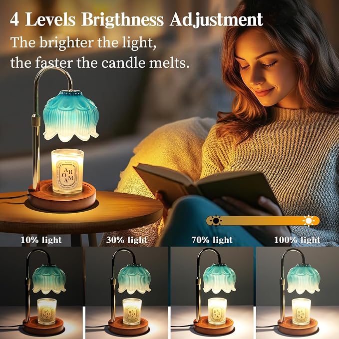 GEEZO Fragrance Candle Warmer Lamp，Electric Candle Warmer with Timer & Dimmer，Mom Christmas Birthday Gifts for Women, House Warming Gifts New Home Bedroom Decor