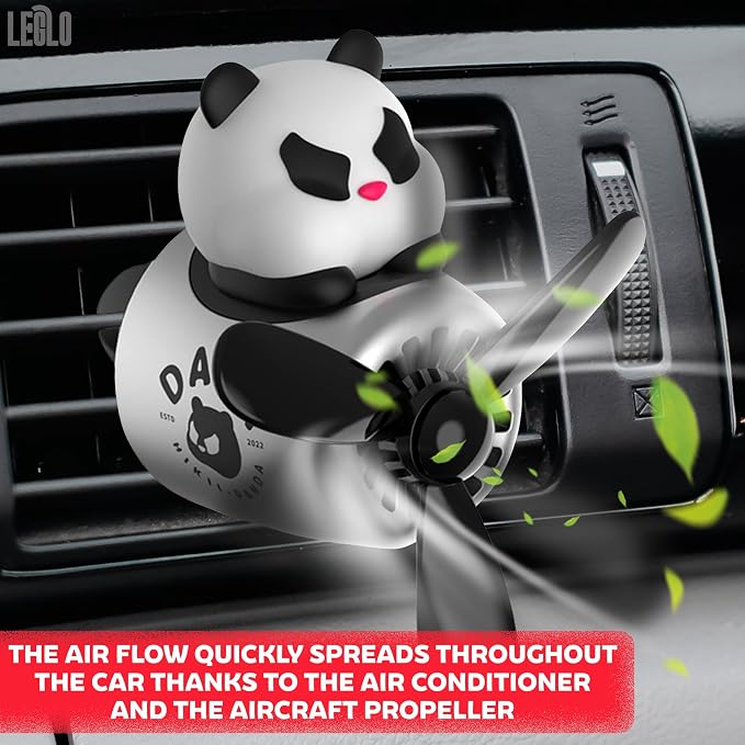 Panda Cute Car Air Freshener Diffuser - Panda Aromatherapy Diffuser Car Air Fresheners Vent Clips Cute Freshener Rotating Fan