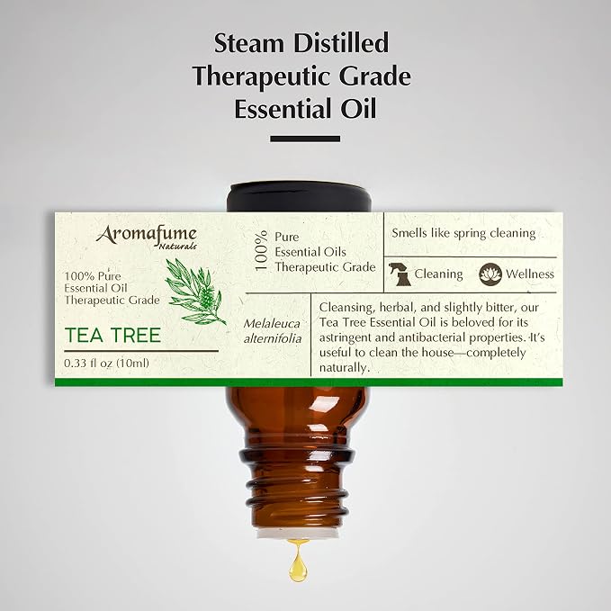 AROMAFUME Tea Tree Essential Oil - 100% Natural, Therapeutic Grade Essential Oils - Pure, Aromatherapy Oil for Home Diffusers - Gifts for Her 10ml