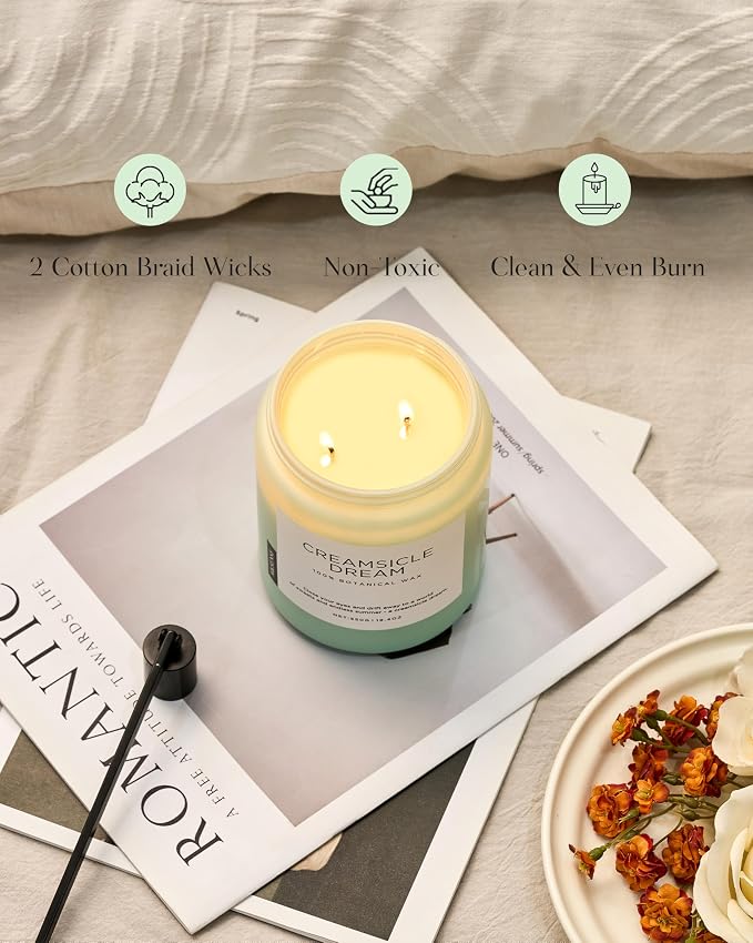 M&SENSE Orange Creamsicle Candle for Home Refresh & Spring Scenting, 19.4oz Soy Wax Candle with 110 Hours Burn Time, Non Toxic, Long Lasting Fragrance Gifts for Women & Mom