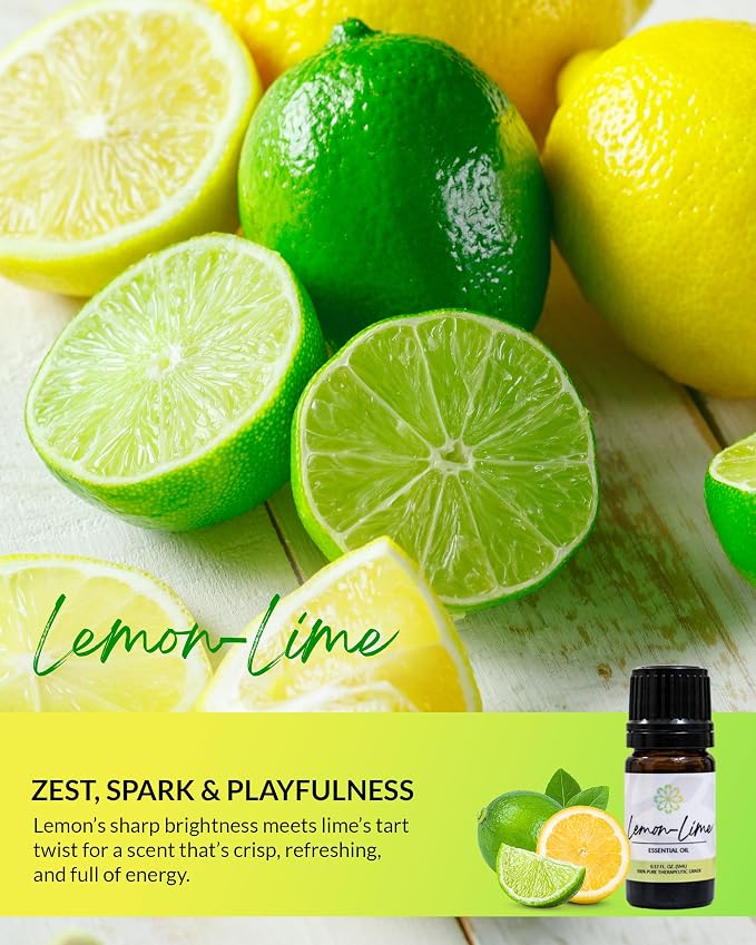 Essence Lemon-Lime Essential Oil, 5 ml | Aromatherapy Oil for Diffusers & Personal Use | Natural Fragrance for Relaxation, Clarity & Wellness | Made in USA | Citrus Blend Scent