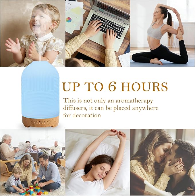 Essential Oil Diffuser 200ml Ceramic Aromatherapy Difusor with 9 Color,Auto Shut-Off Protection&Time Setting,Ultrasonic Oil Diffusers for Home,Bedroom,Office
