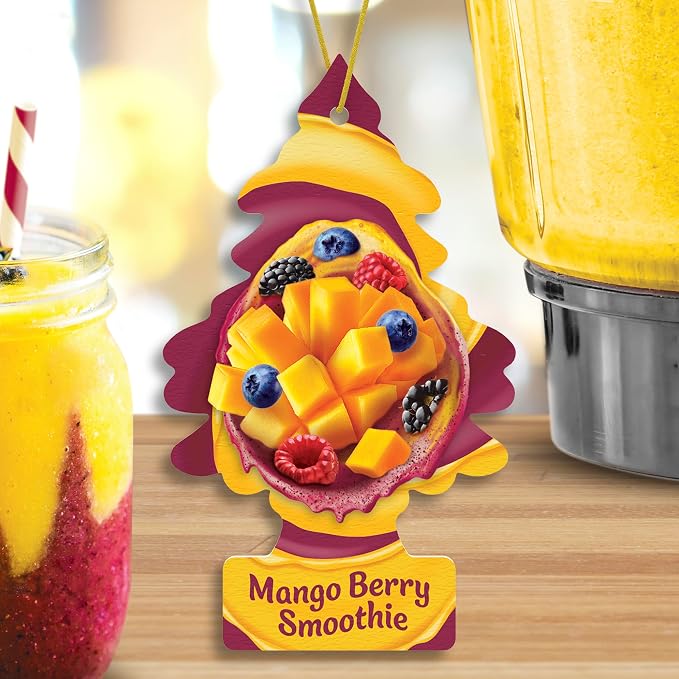 Little Trees Car Air Freshener | Hanging Tree Provides Long Lasting Scent for Auto and Home | Mango Berry Smoothie, 24 Air Fresheners