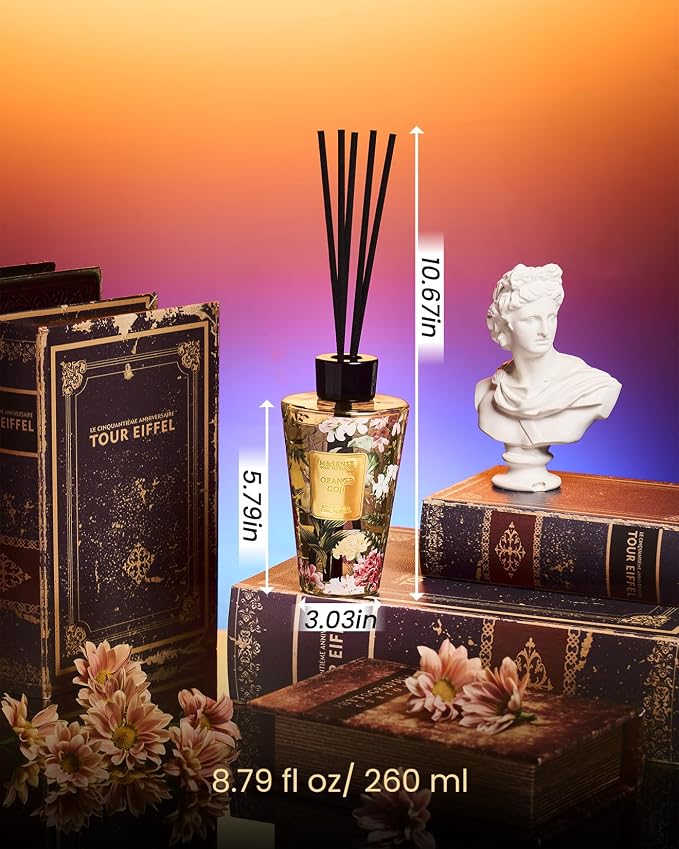 M&SENSE Orange Goji Reed Diffuser Set - 8.79fl oz Home Fragrance Non-Toxic Essential Oil Diffuser with Sticks, Air Freshner Gifts for Family Friends with Long Lasting Fragrance