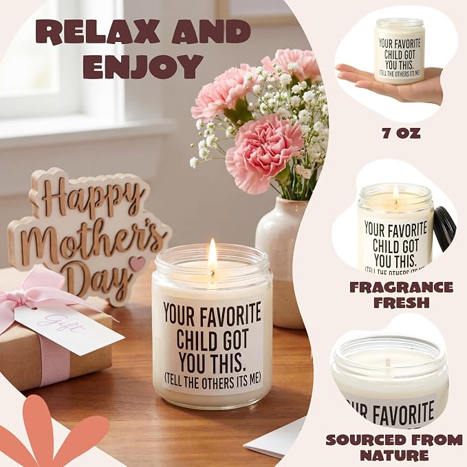 JOYIN Candles Gifts for Mom from Daughter Son, Mothers Day Birthday Christmas Thanksgiving Gifts for Mom Stepmother Adoptive Mother, Lavender Scented Candles