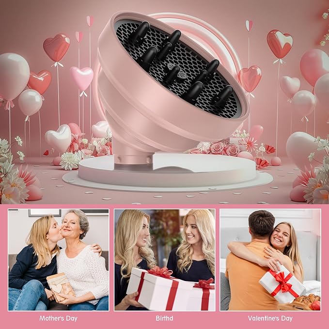 KingKam Upgraded Diffuser Attachment for Dyson Airwrap, Collapsible Hair Diffuser for Airwrap, Converts for Dyson Airwrap to Hair Dryer, Foldable and Easy Storage for Travel - Light Pink