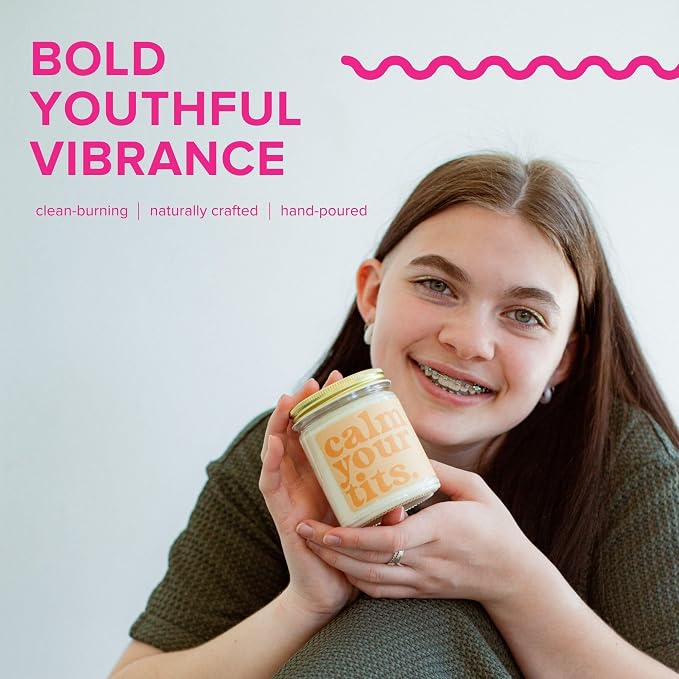 Austy Lou ‘Calm Your Tits’ Soy Candle – 9oz – Orange Mango Chili Scent – Bold & Tropical, Vegan, Paraben-Free, Hand-Poured in USA