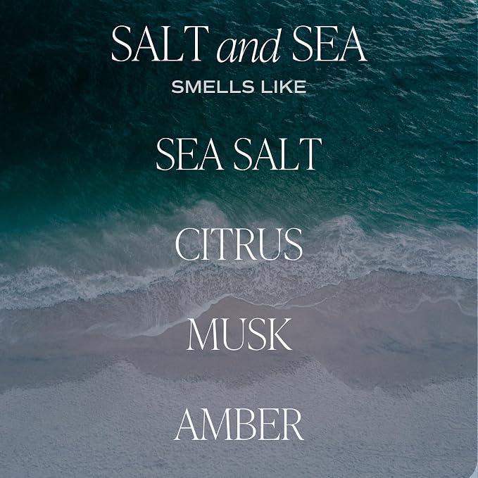 Sweet Water Decor Salt and Sea Patterned Candle – Soy Candles with Sea Salt, Citrus, Musk, Amber Aroma– 40 Hour Burn – 9oz Clear Glass Jar – Ocean Summer Candles for Home Decor