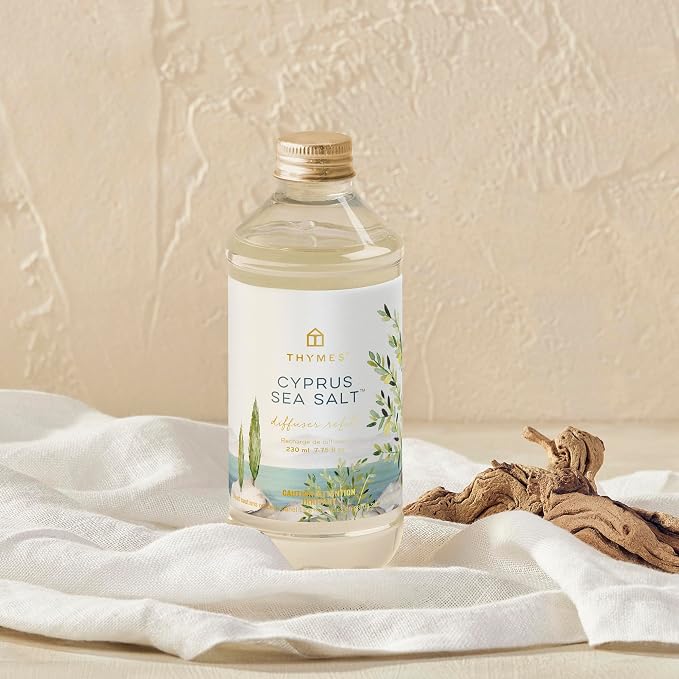 Thymes Reed Diffuser Oil Refill – Fragrance Oil for Diffuser Refill – Flameless Home Fragrance Products – Home Luxury Scents with Notes of Rosemary, Sage, & Amalfi Lemon (Cyprus Sea Salt, 7.75 fl oz)
