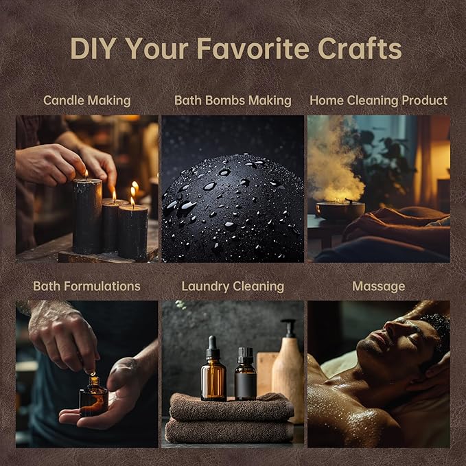 Men Essential Oils Set for Diffuser, Father's Day & Birthday Gift for Men - 6x10ml Masculine Fragrance Oils for Candle Making, Scented Oil Gift Set, Mahogany, Sandalwood, Cologne,Smoke Vanilla,Leather