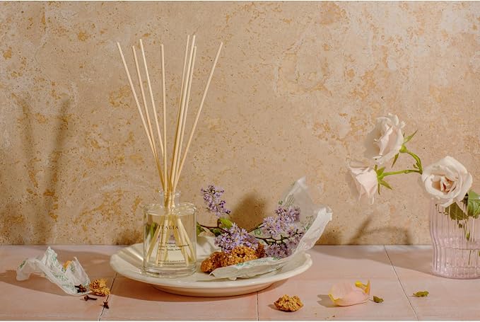 Brooklyn Candle Studio Reed Scent Diffuser - Italia - Relaxing Oil Diffuser, Cardamom, Vanilla & Orange Blossom Fragrance, 8 Rattan Diffuser Reeds, Clean Ingredients - 4.4oz