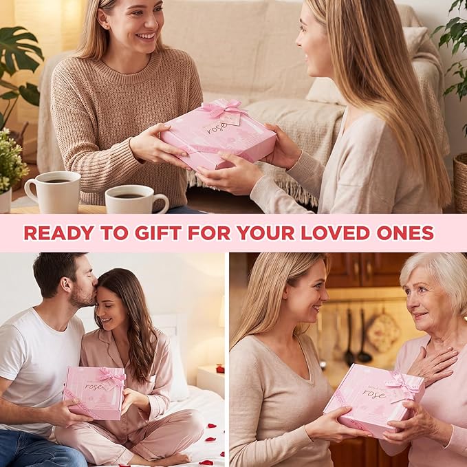 BODY & EARTH Spa Gift Set for Women - Luxurious 5 Pcs Bath and Body Box, Rose Scent, Includes Body Wash, Body Butter, Body Lotion and More, Birthday Mothers Day Gifts for Mom Self Care Kit for Her