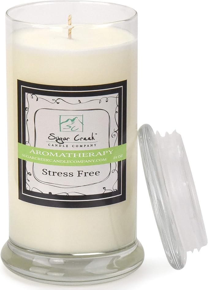 Aromatherapy Soy Wax Scented Candle - Stress Relief (Eucalyptus Mint) | Non Toxic - Essential Oils | 150 Hours Burn Time (24 ounces Heavy Glass) | Sugar Creek Candles