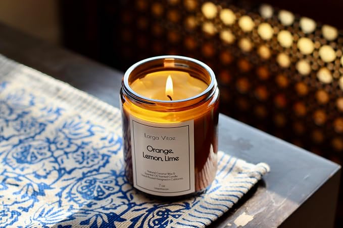 Organic Coconut Wax Aromatherapy Candle | Citrus Orange Lemon Lime | Non-Toxic, Pet Safe, Allergy Friendly | Phthalate Free | Zero Waste Sustainable Gift