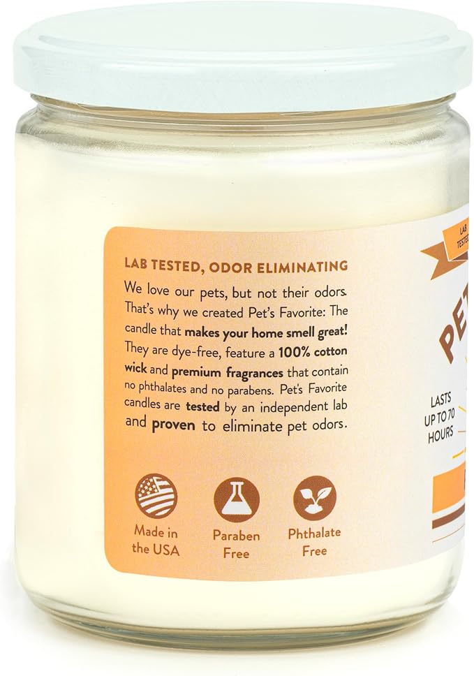 Pet's Favorite Pet Odor Candle, Clean Burning, Long Lasting Candles with a Natural Fiber Wick and 70 Hour Burn Time, Pumpkin Spice Pack of 2