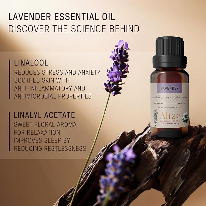 Pure Lavender Essential Oil, 100% Organic USDA Certified, Lavender Essential Oil Pure for Diffusers for Home, Aromatherapy Oil, Diffuser Oils Scents, Organic Oil, 10ml-0.33 fl oz
