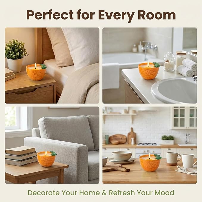 Orange Scented Candle – 4.23 oz (120g) Natural Soy Wax, 30-Hour Clean Burn, Orange-Shaped Ceramic Jar, Home Fragrance & Thoughtful Gift for Home