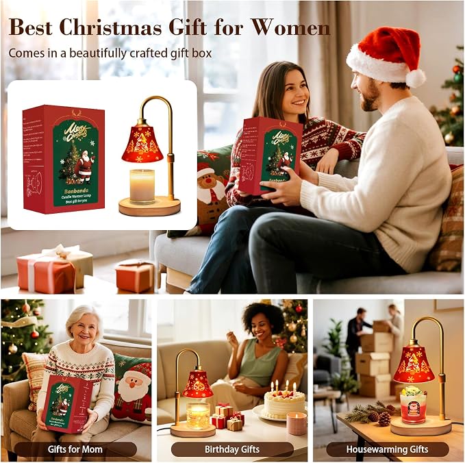 Candle Warmer Lamp with Timer Dimmer：Christmas Decorations Indoor, Birthday Gifts for Women Mom, Vintage Wax Melt Warmer for Jar Candles, Warming Gifts for Office, Dorm, Apartment & New Home Decor